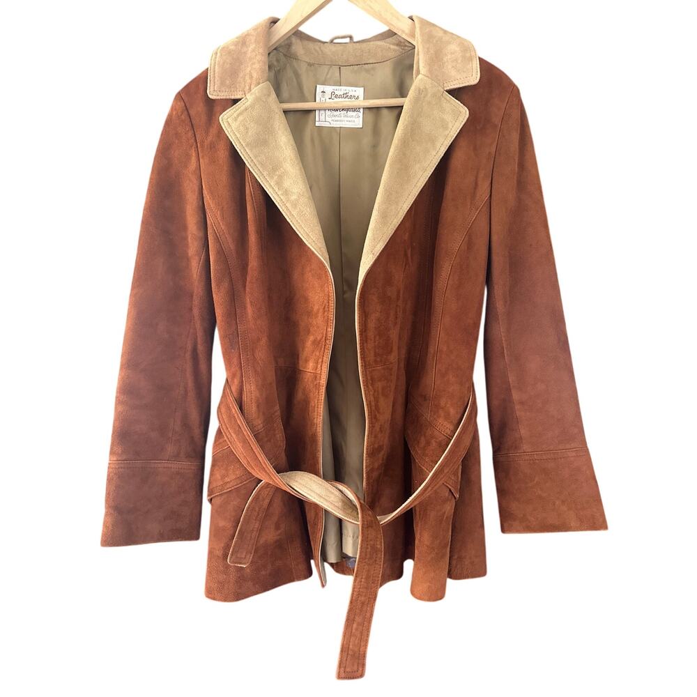 Vintage Suede two tone jacket Brown Chestnut Size 10 Medium